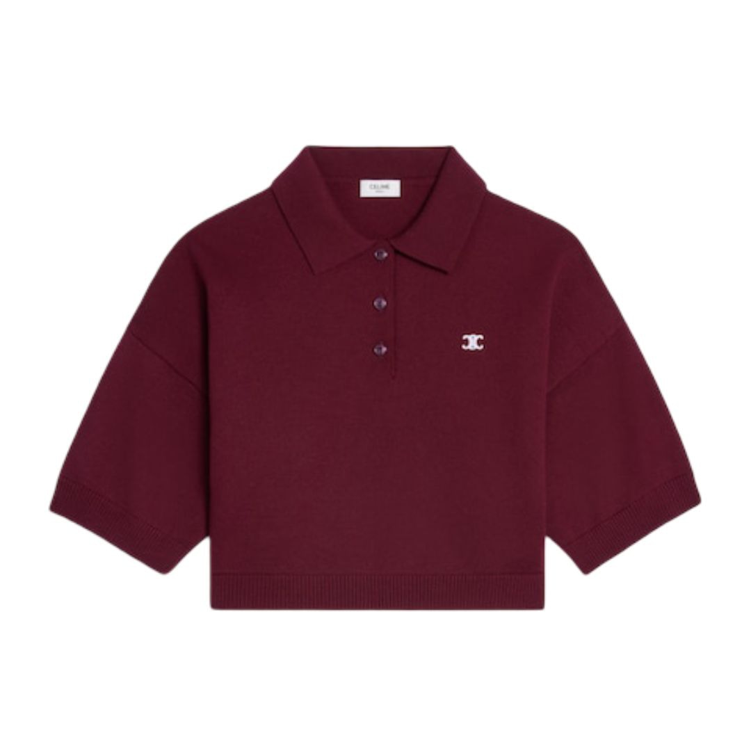 CELINE Wool Cropped Polo Top for Women