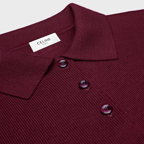 CELINE Wool Cropped Polo Top for Women