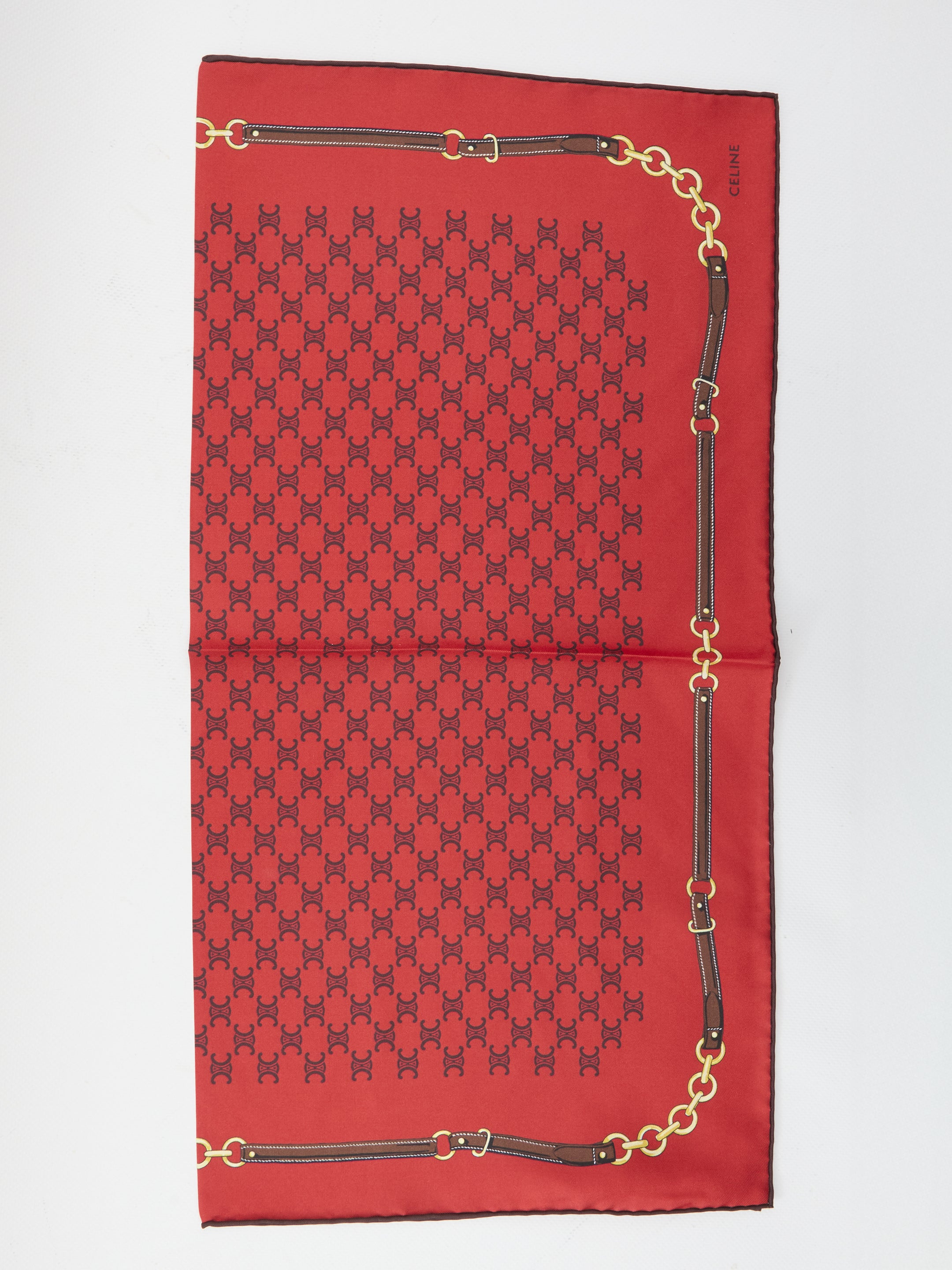 CELINE Heritage Silk Twill Bandana Scarf, 55 x 55 cm
