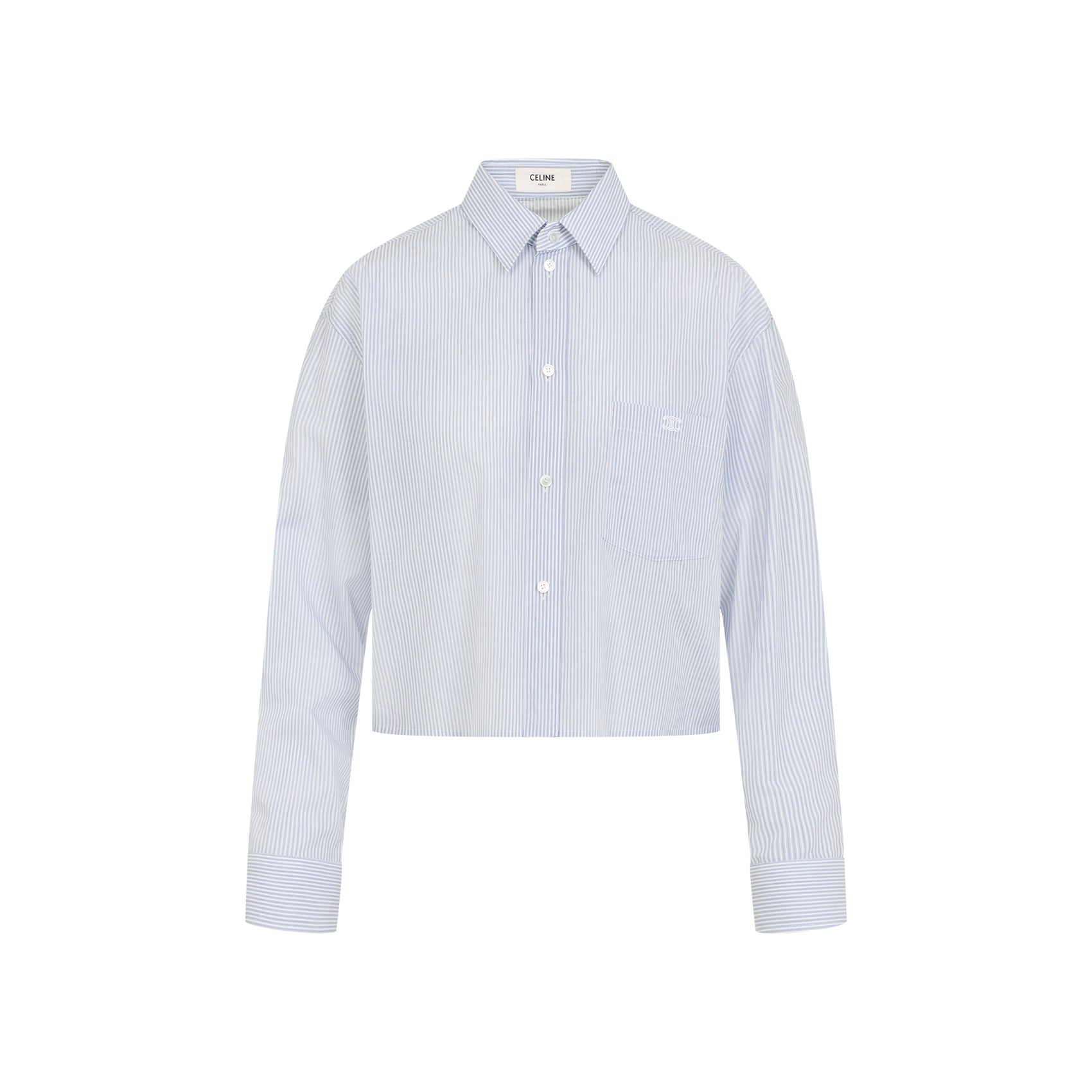 CELINE Striped Cotton Shirt with Front Pocket - Loose Fit