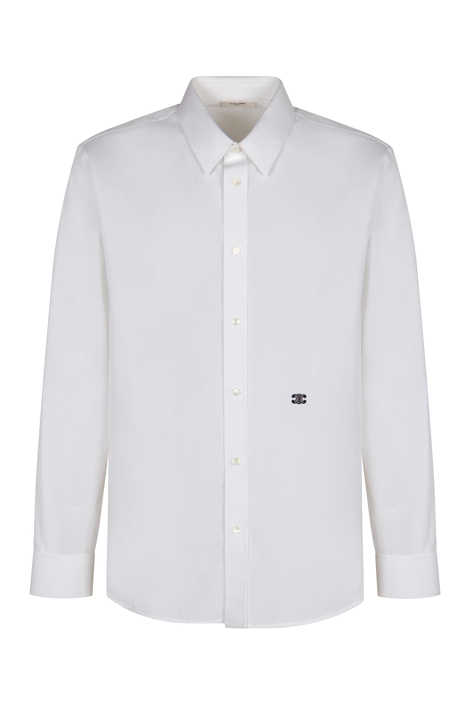 CELINE Men's Cotton Poplin Shirt with Rounded Hem