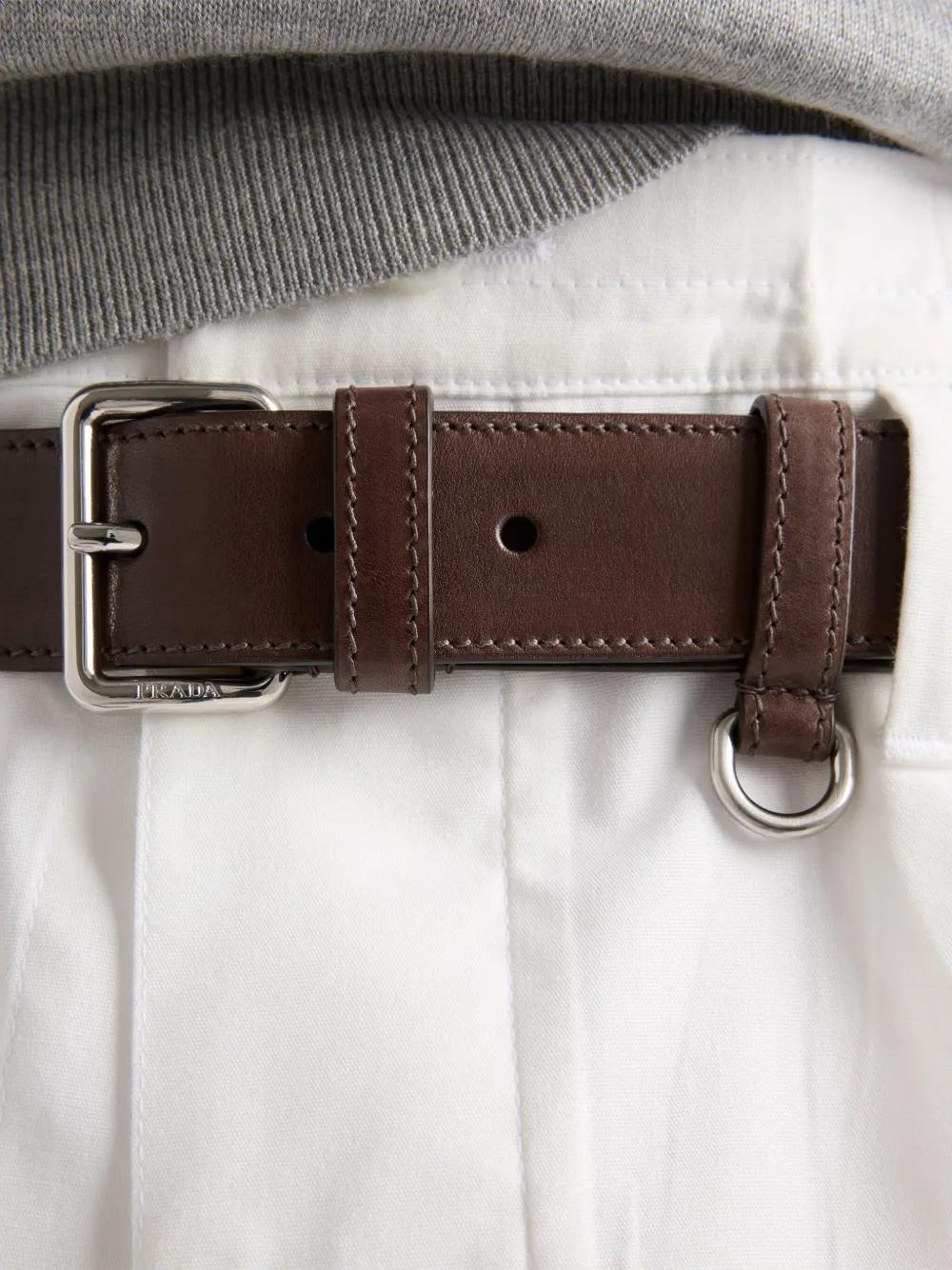 PRADA Antique Finish Leather Belt for Men