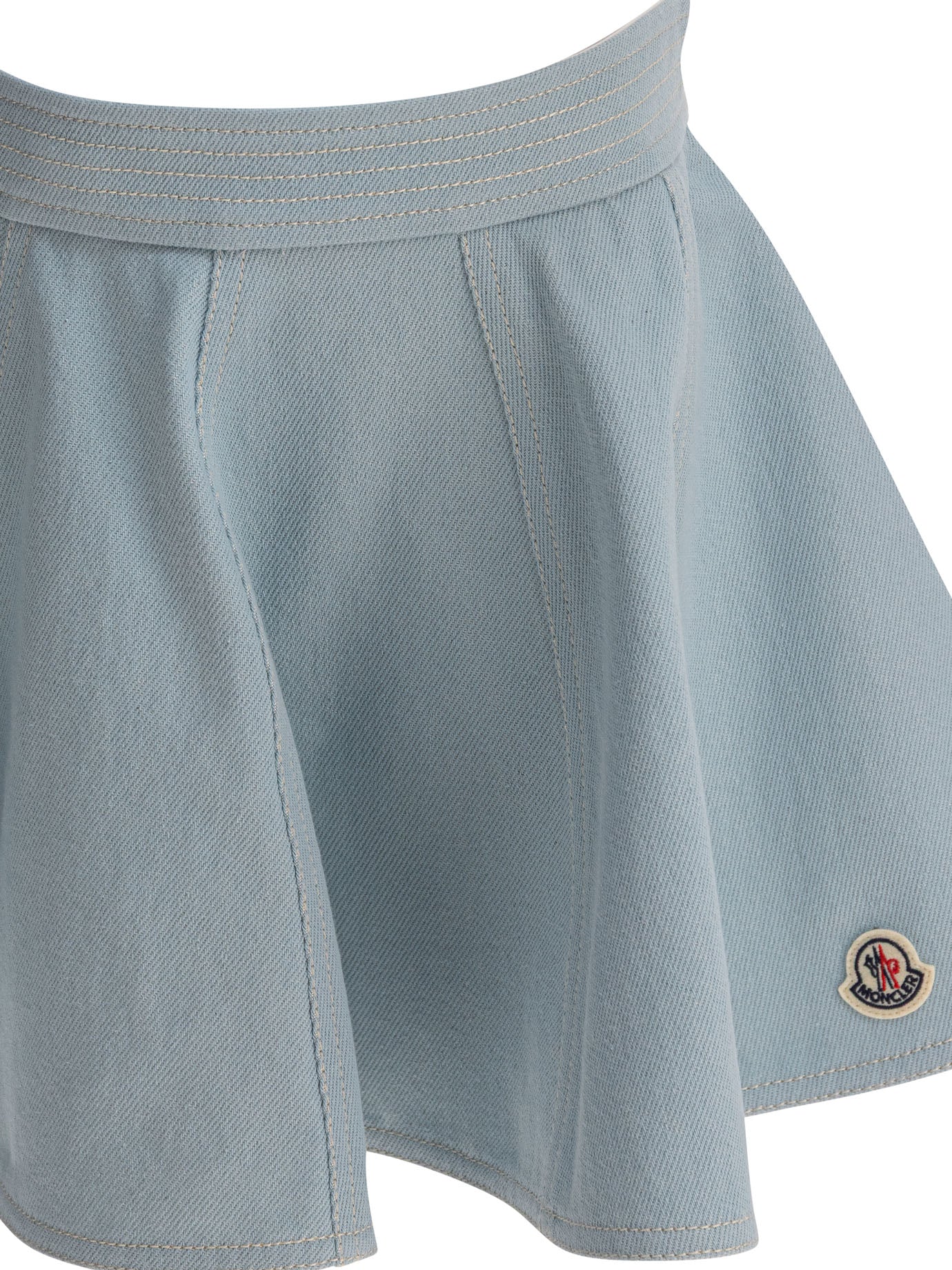 MONCLER KIDS Girls' Flared Denim Mini Skirt