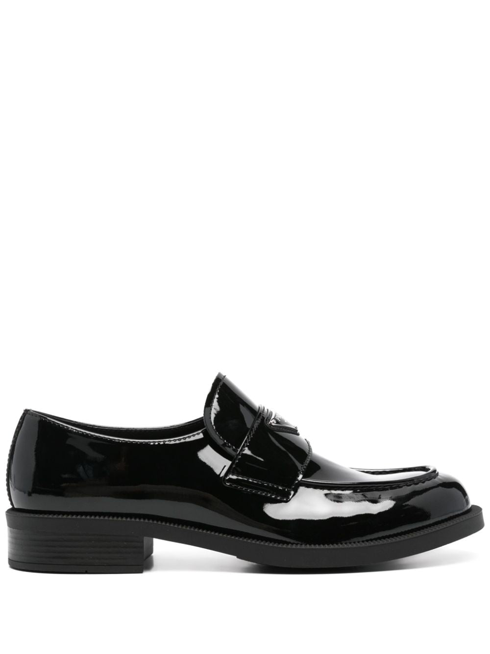 PRADA Shiny Leather Moccasins with Logo for Men