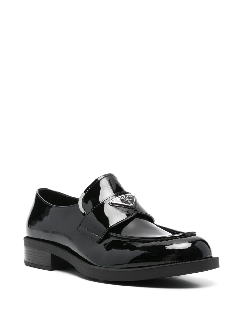 PRADA Shiny Leather Moccasins with Logo for Men