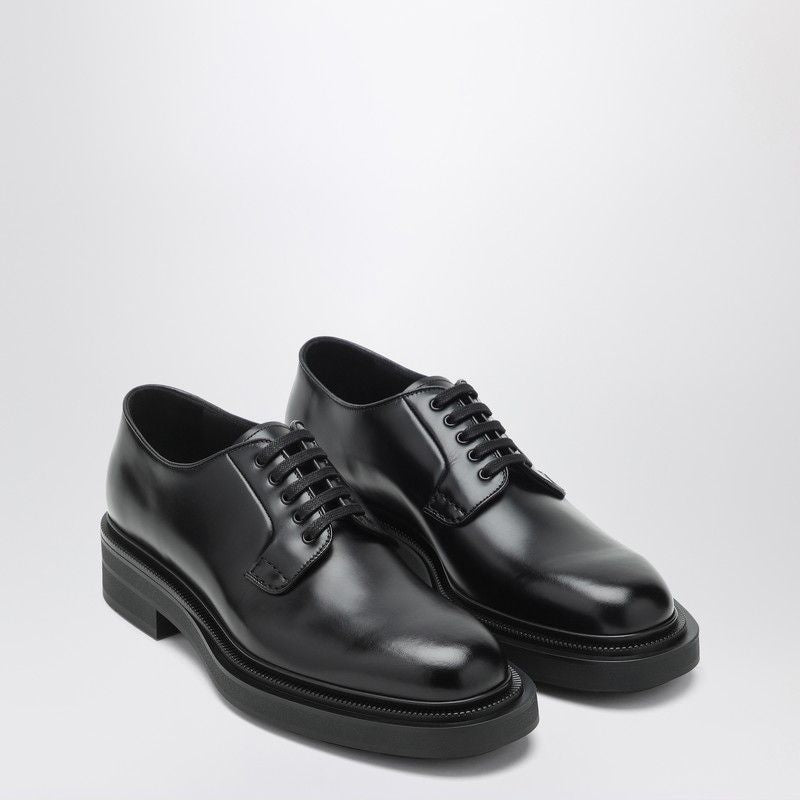PRADA Lace-Up Derby Dress Shoes in Polished Leather