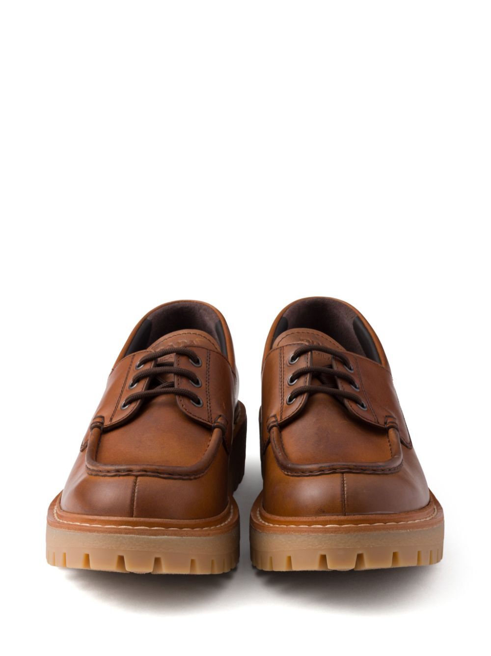 PRADA Laced Leather Loafers - 6 CM Sole
