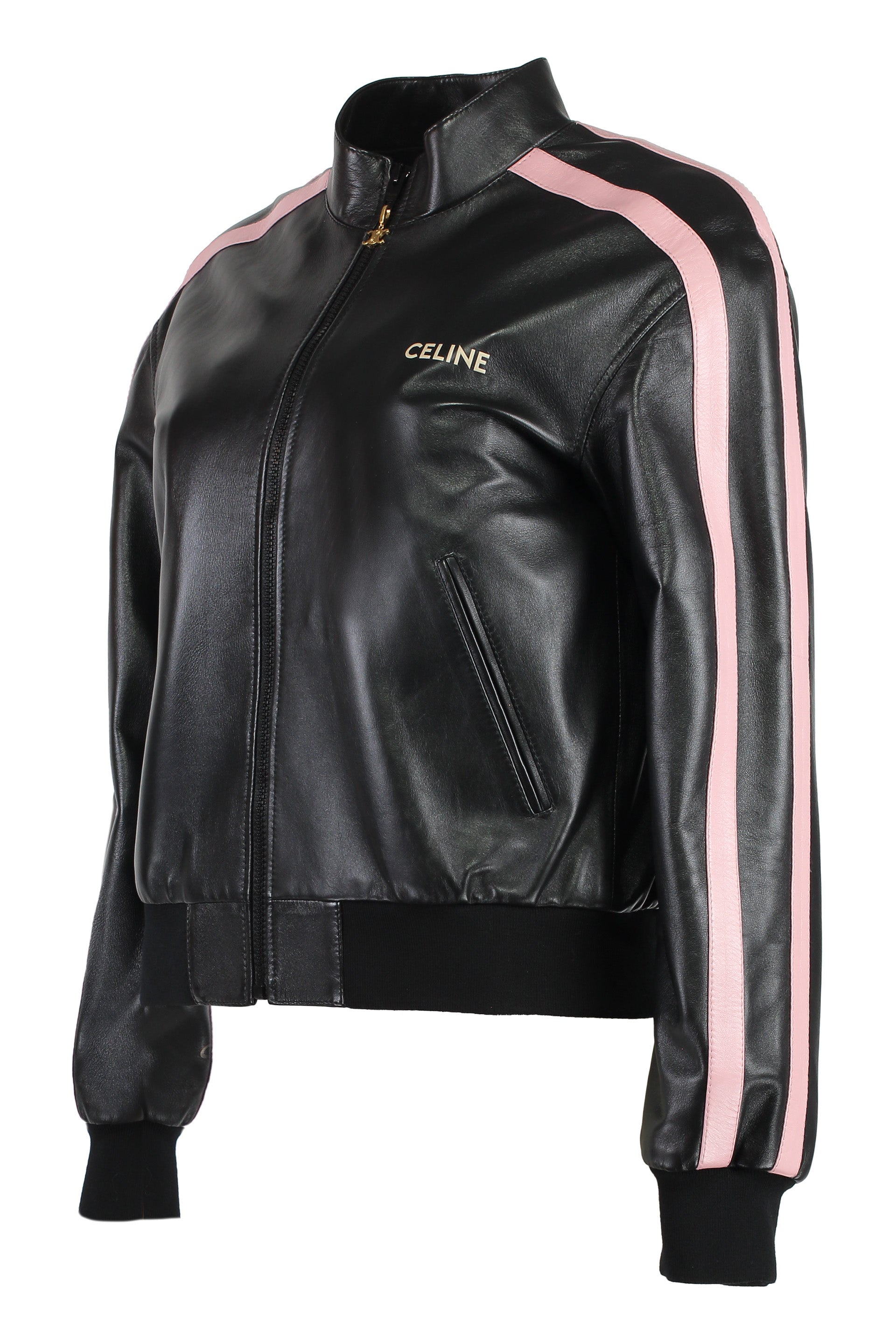 CELINE Lambskin Jacket with Contrasting Side Stripes