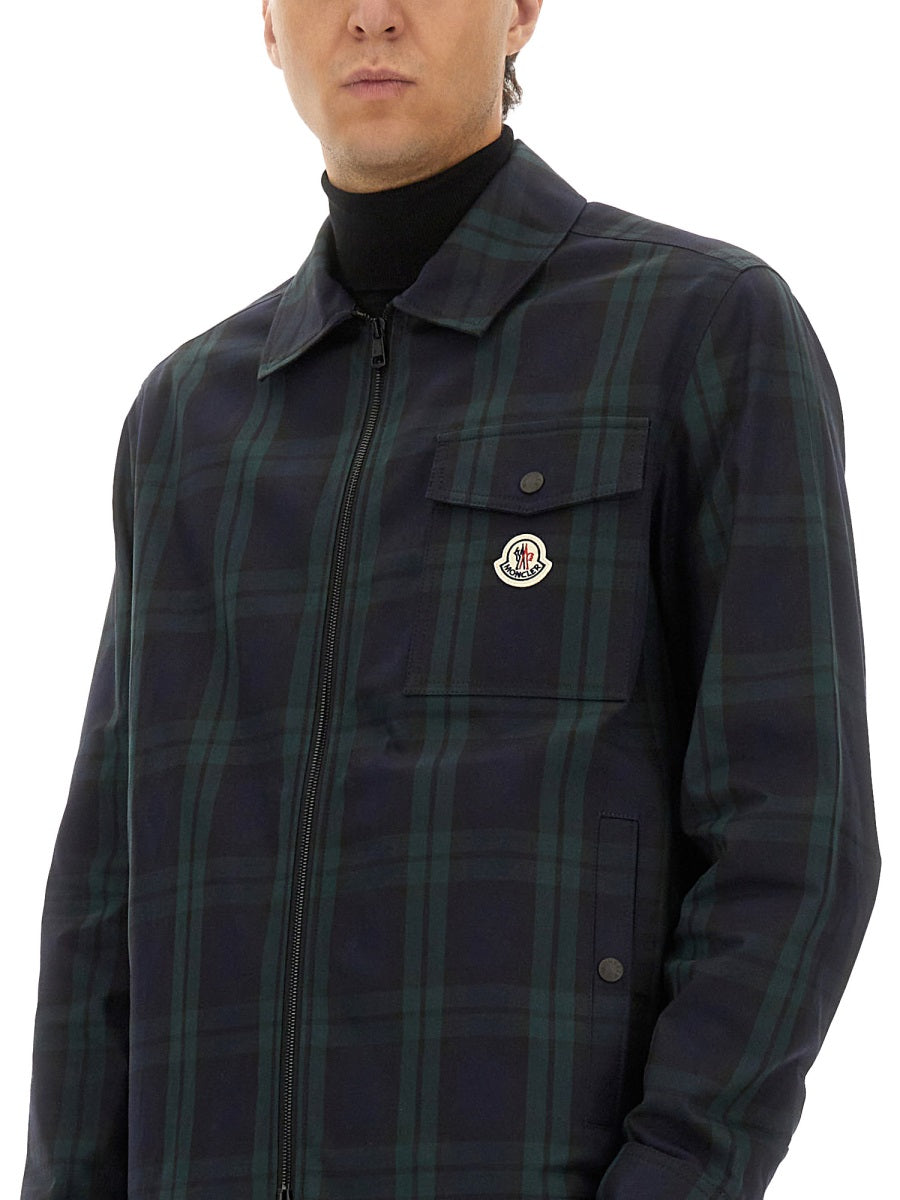 MONCLER Checkered Design Cotton Gabardine Shirt Jacket - Size 4