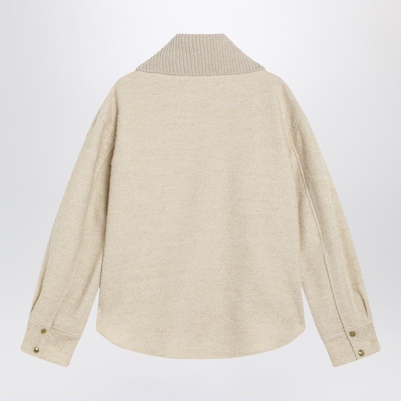 MONCLER Wool-Blend Bouclé Zip Shirt - Women's Size 40