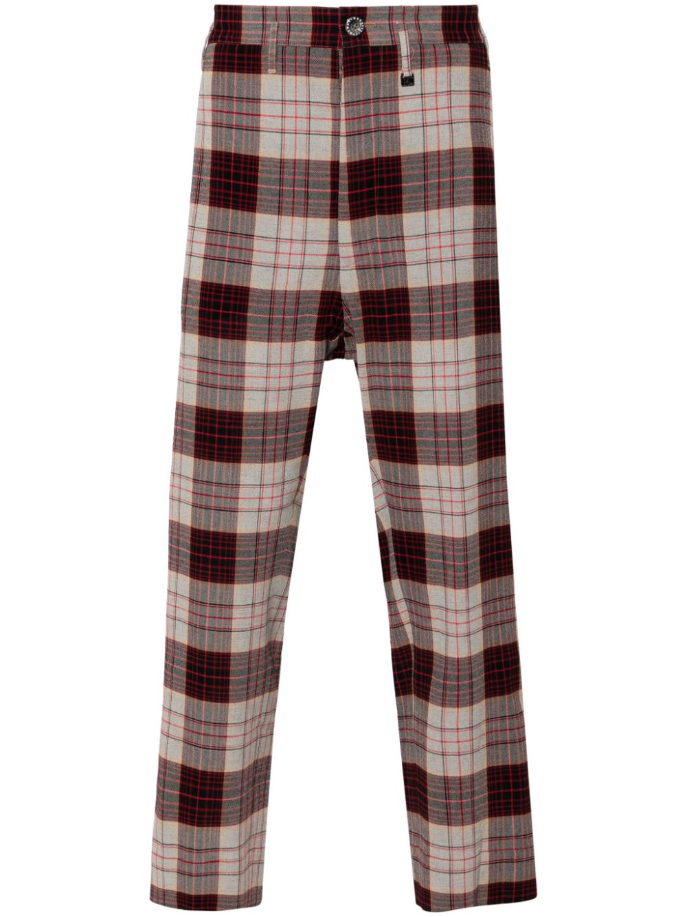 VIVIENNE WESTWOOD Check Pattern Mid Waist Slim Cut Cropped Leg Trousers