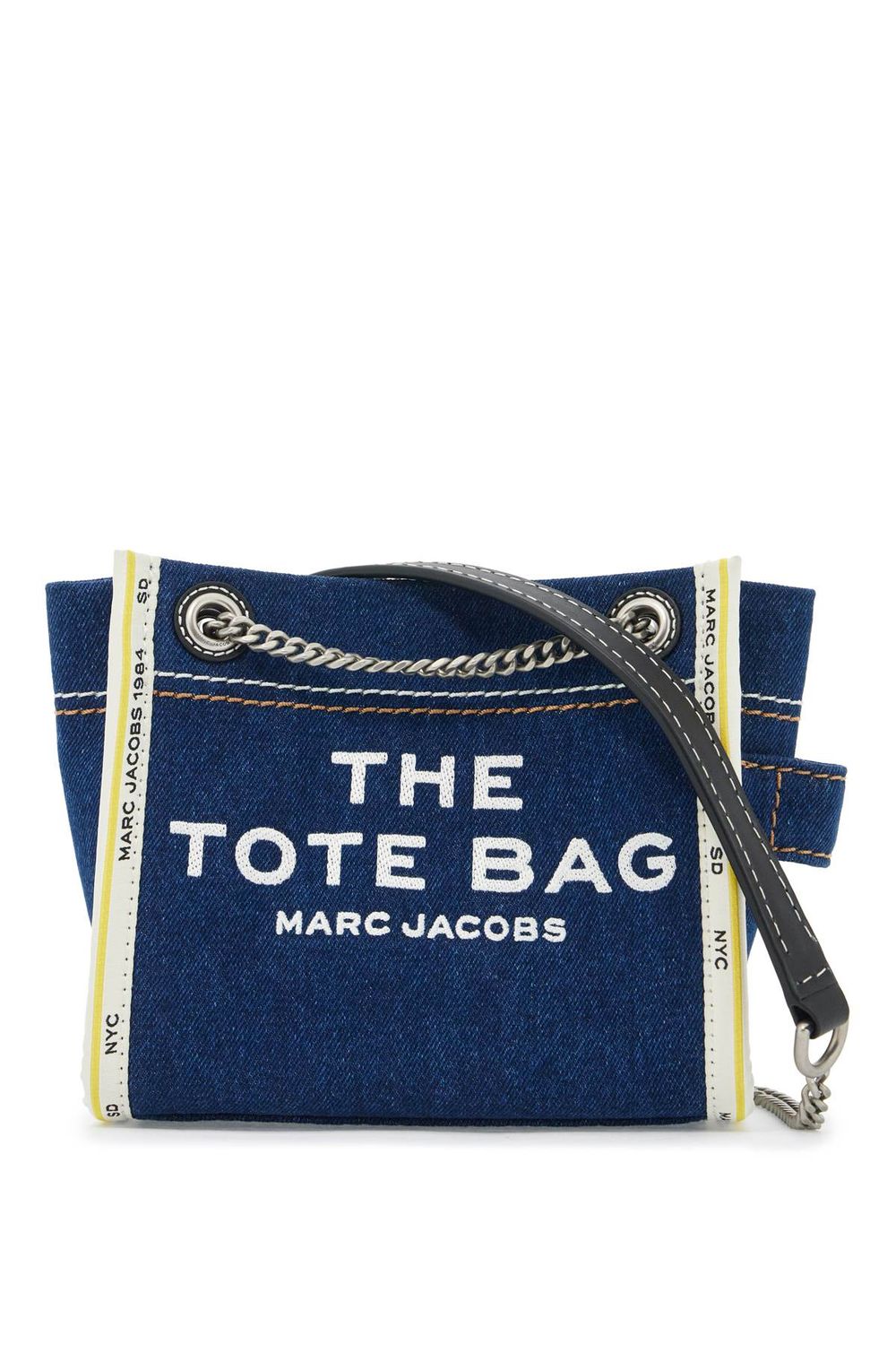 MARC JACOBS Mini Denim Tote Handbag with Logo Design