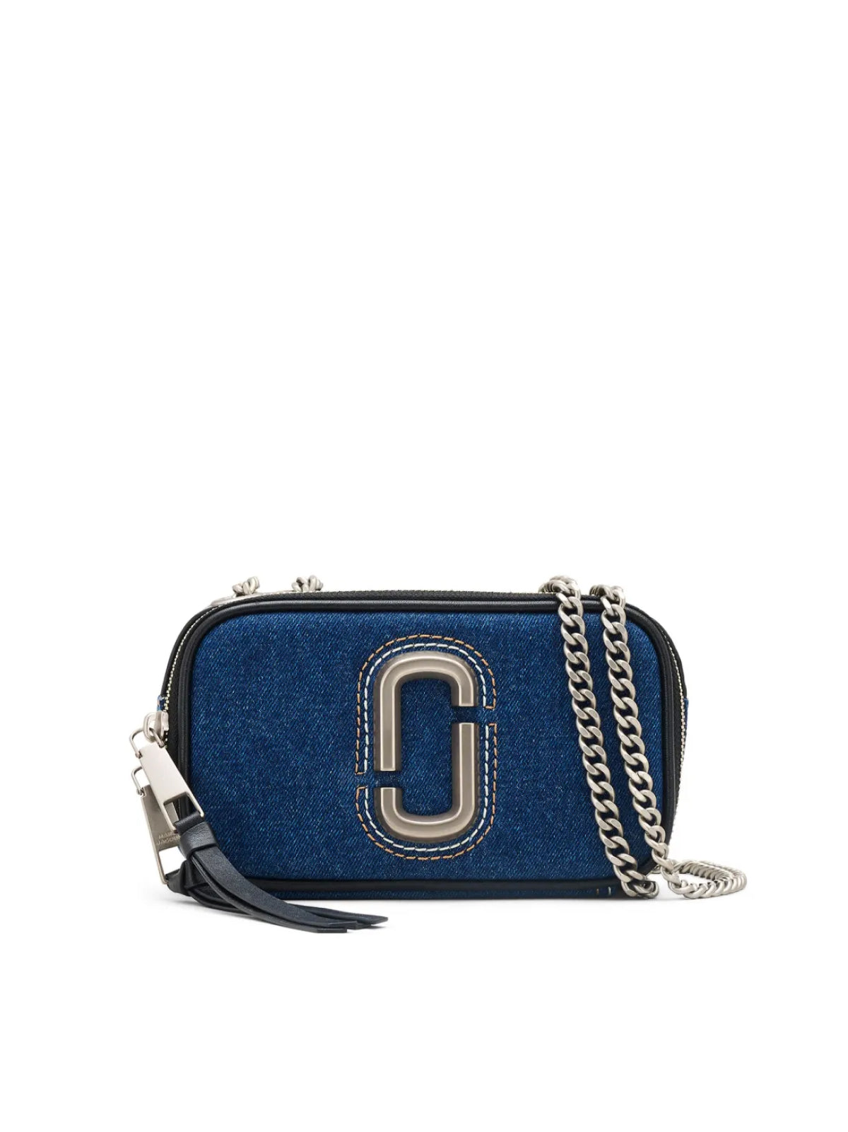 MARC JACOBS Mini Denim Chain Snapshot Shoulder Bag - 19x12x7 cm