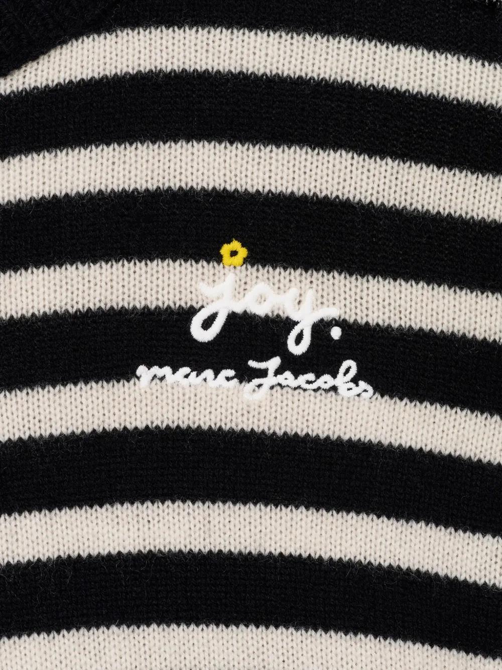MARC JACOBS Striped Pattern Sweater with Floral Embellishments