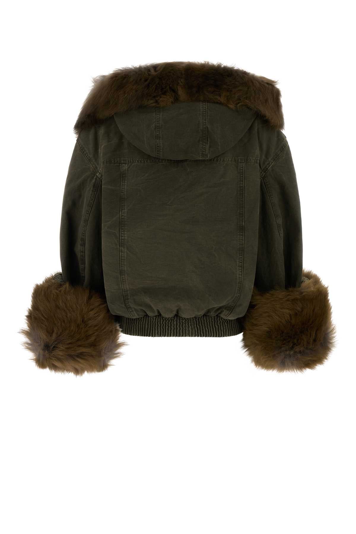 BLUMARINE Women's Cotton Bomber Jacket with Fur