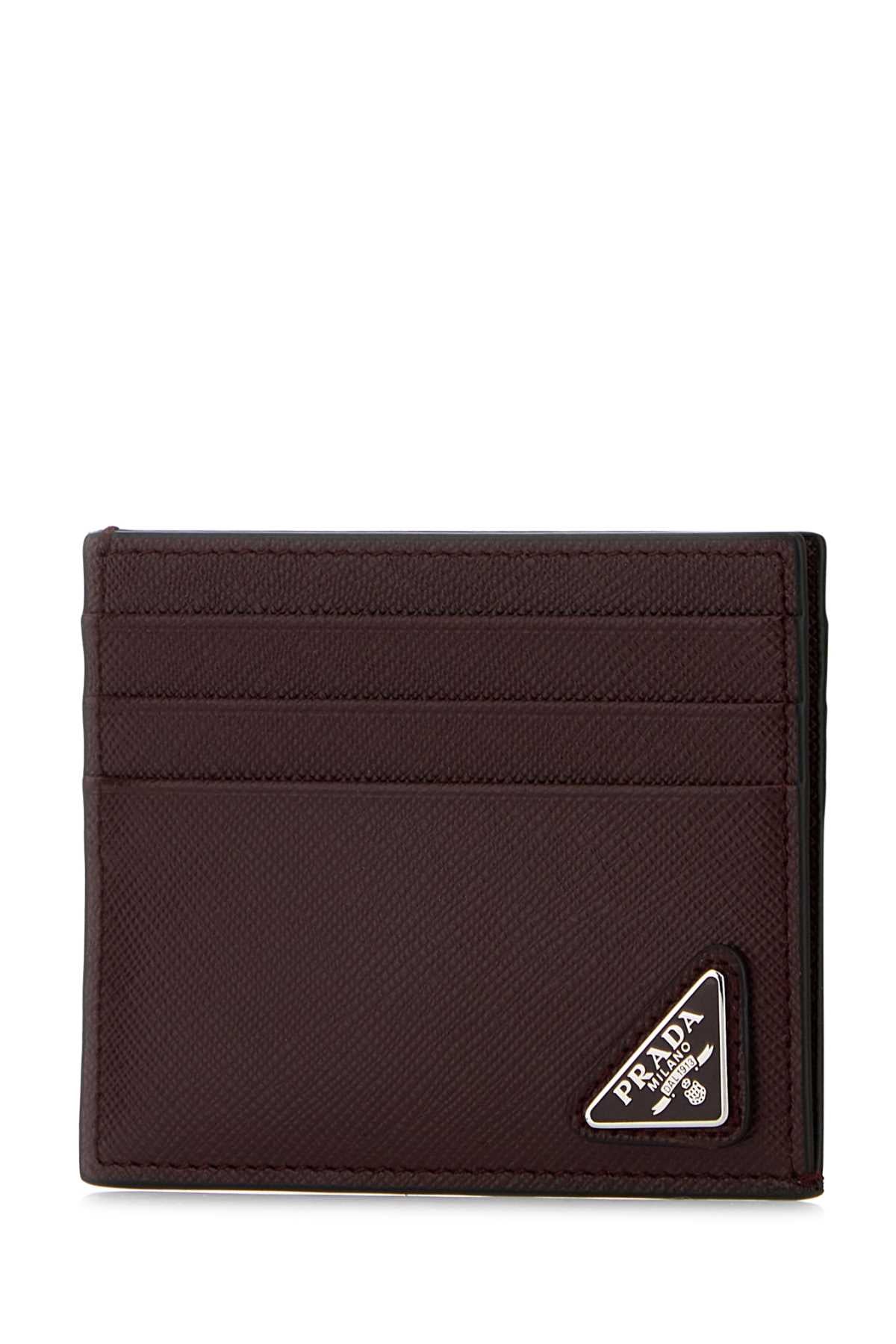 PRADA Mini Saffiano Leather Card Holder 10 X 8 CM
