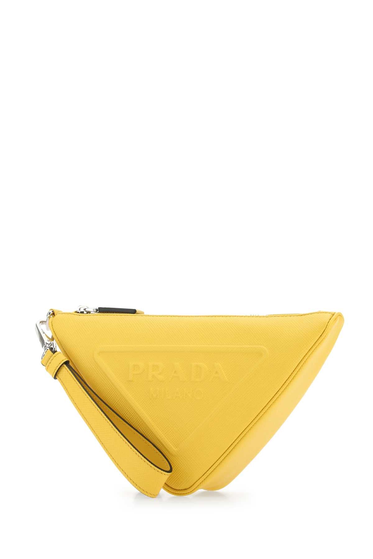 PRADA Leather Triangle Clutch Bag for Men