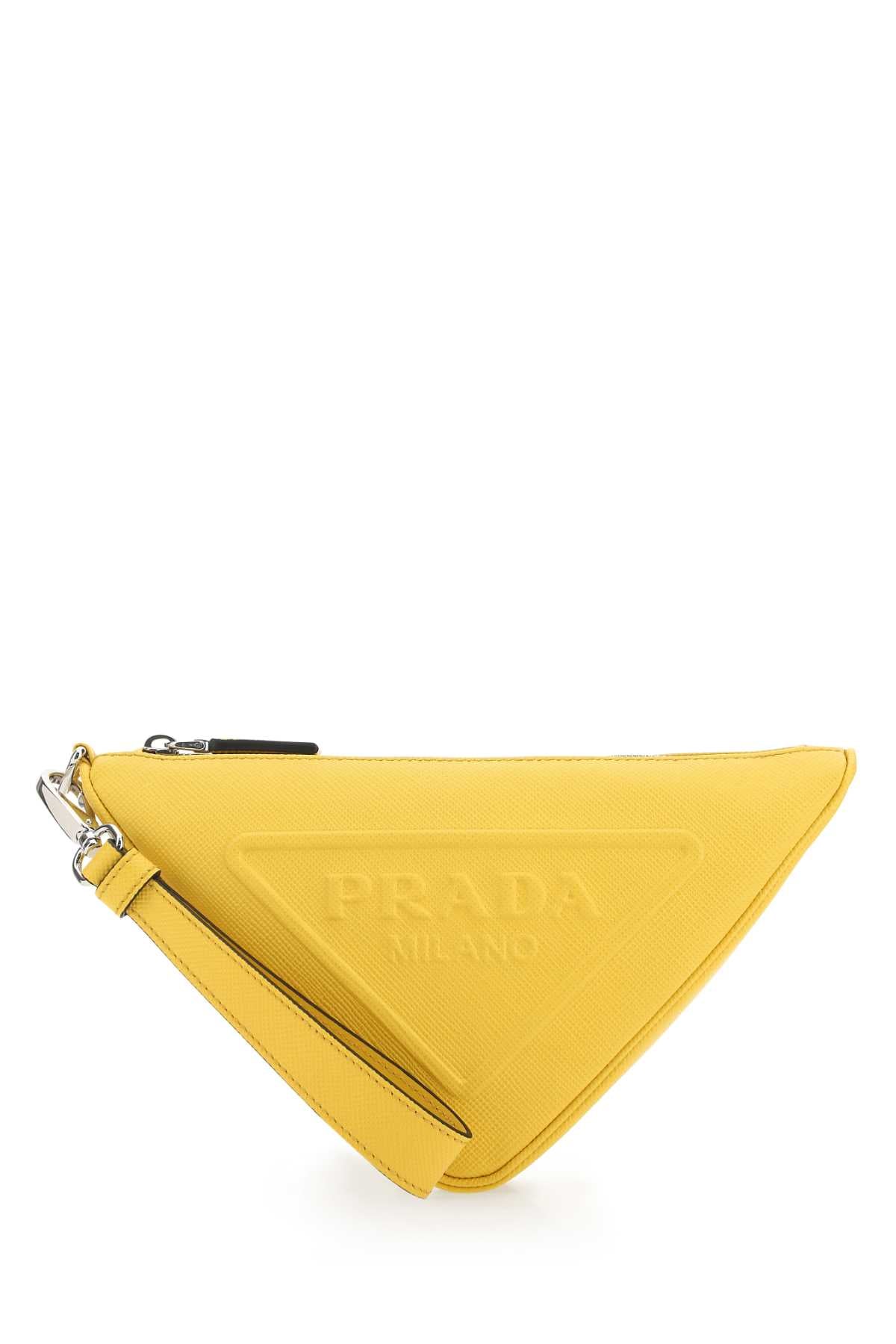 PRADA Leather Triangle Clutch Bag for Men