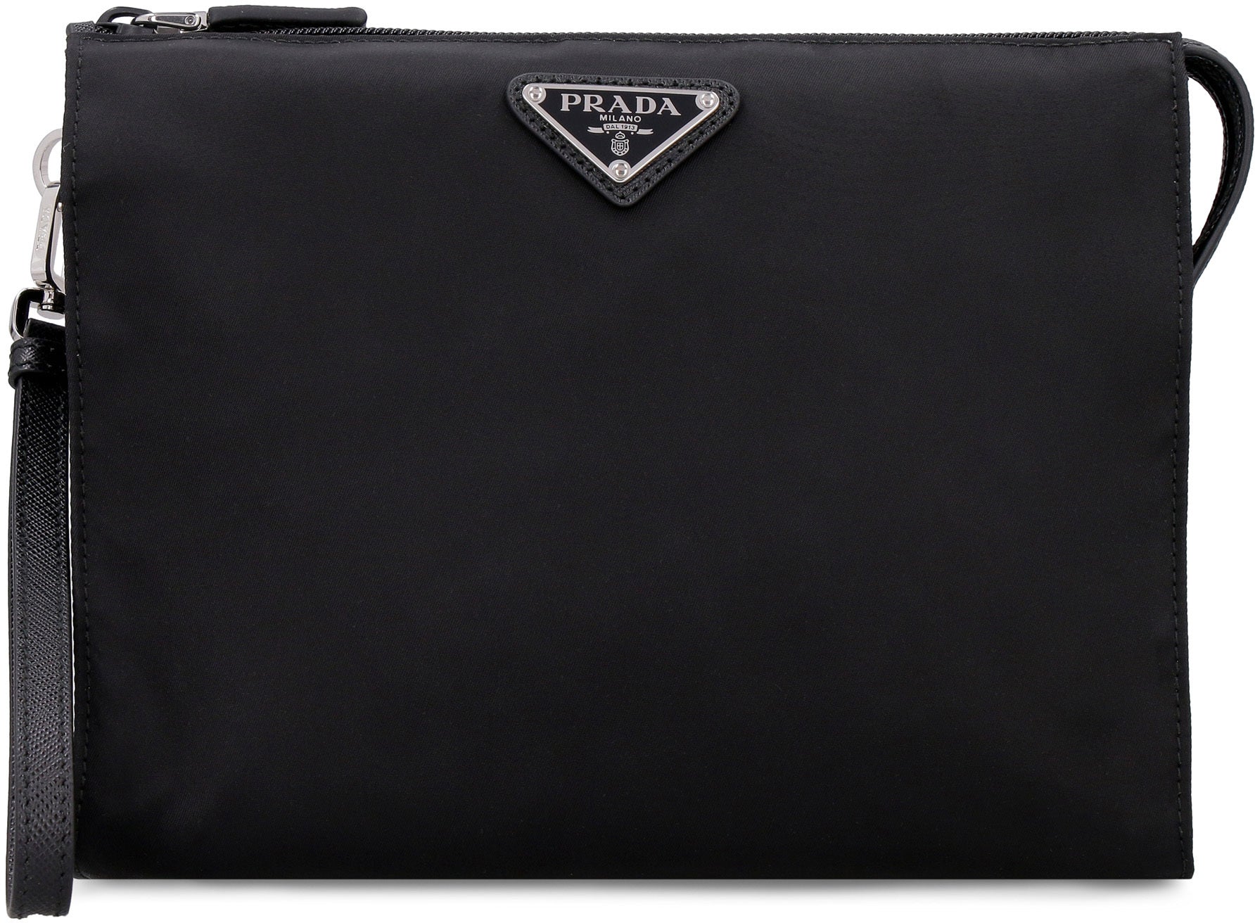 PRADA Mini Pouch Handbag in Recycled Nylon and Saffiano Leather