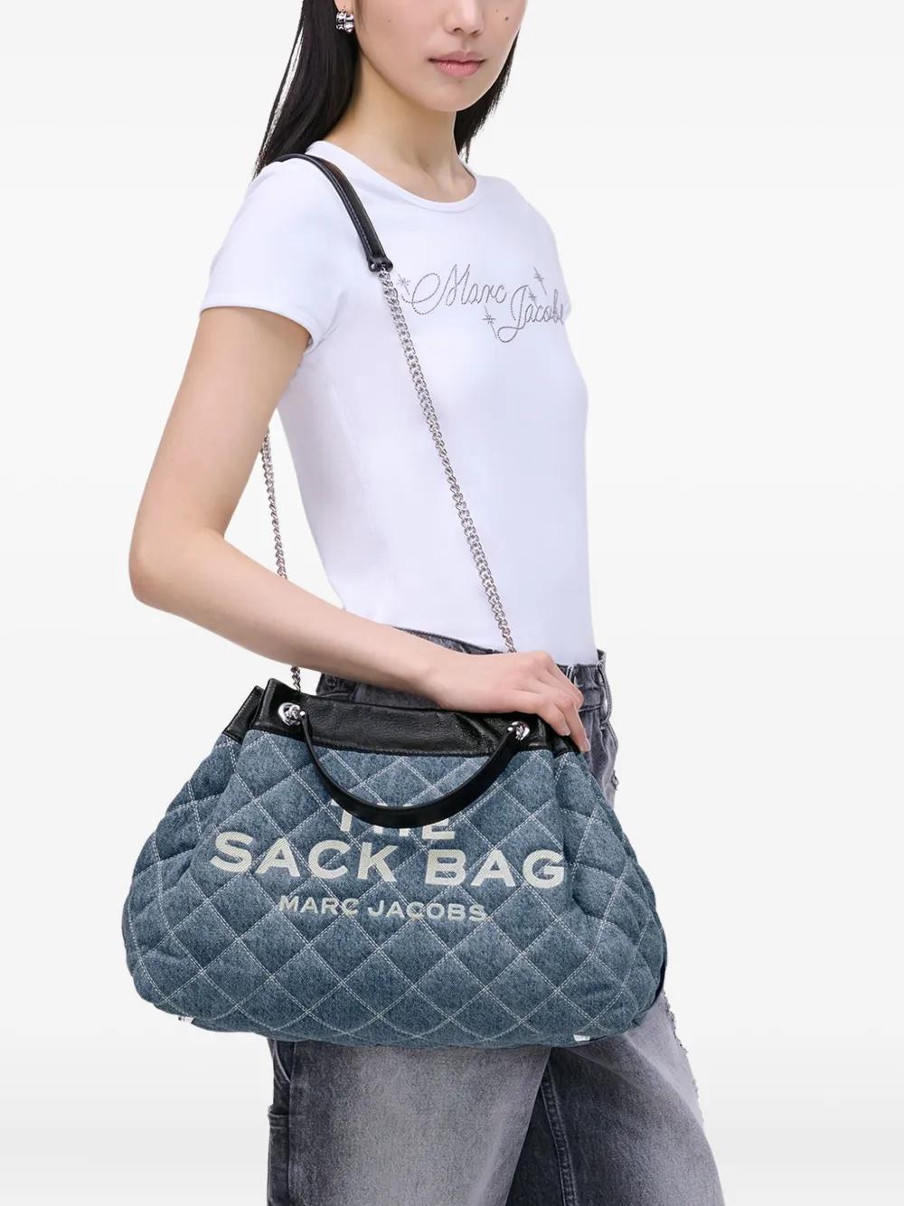 MARC JACOBS Quilted Denim Large Chain Sack Handbag