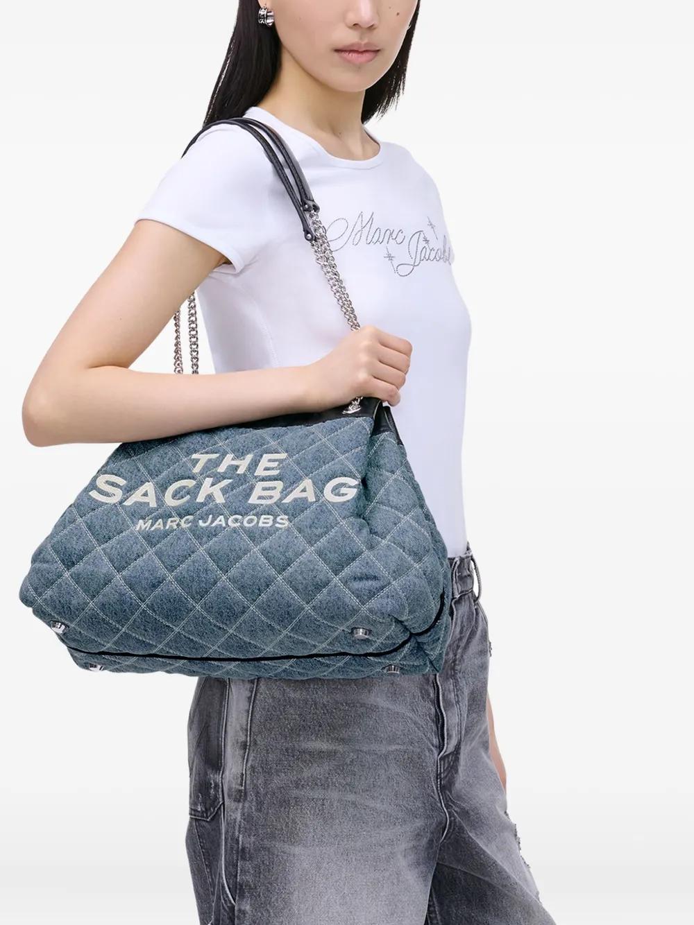 MARC JACOBS Quilted Denim Large Chain Sack Handbag