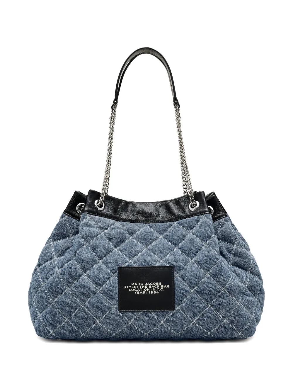 MARC JACOBS Quilted Denim Large Chain Sack Handbag