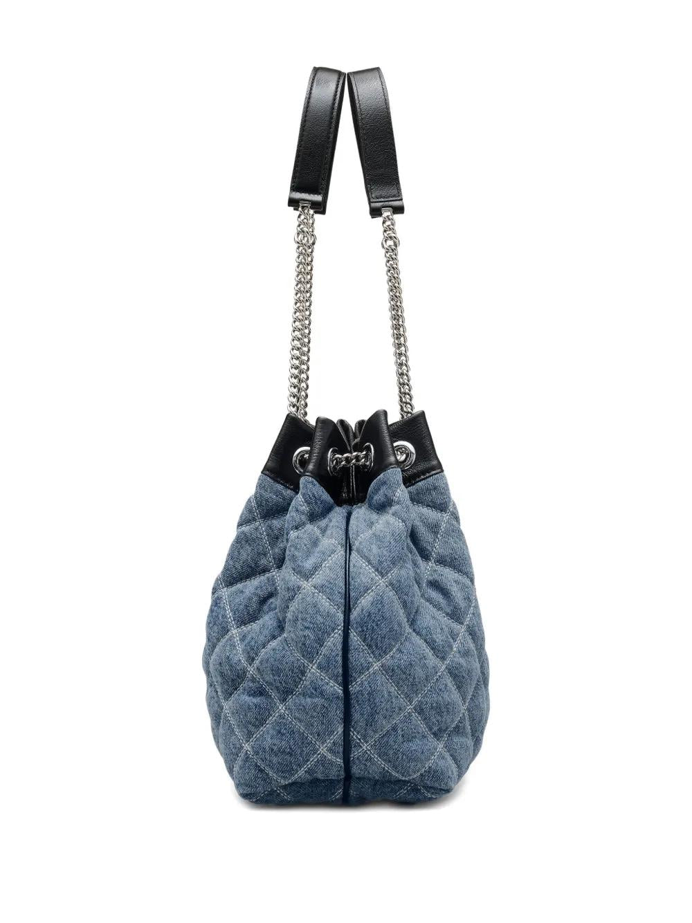 MARC JACOBS Quilted Denim Large Chain Sack Handbag