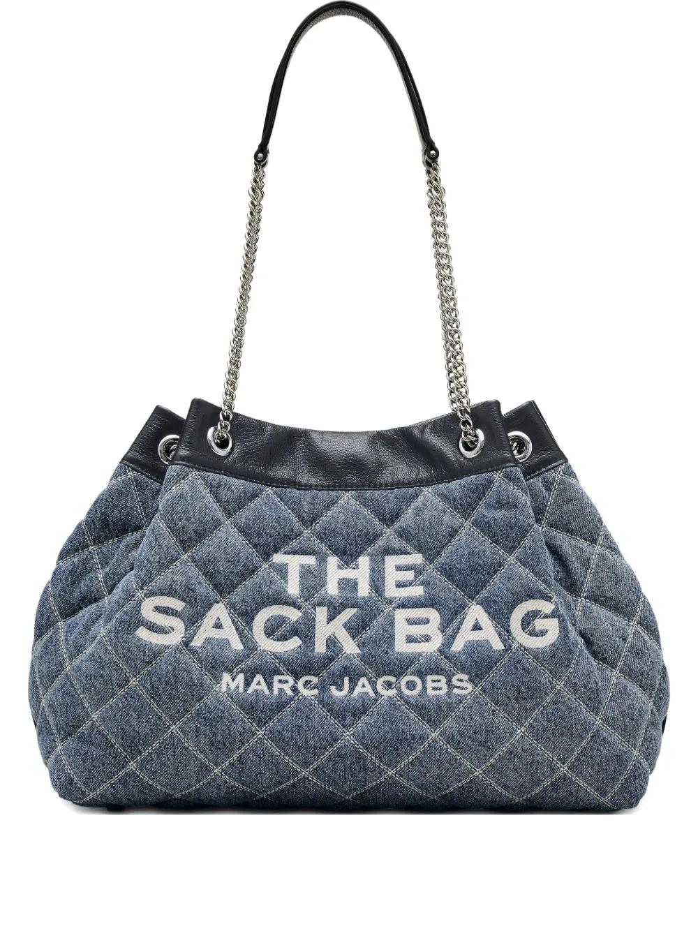 MARC JACOBS Quilted Denim Large Chain Sack Handbag