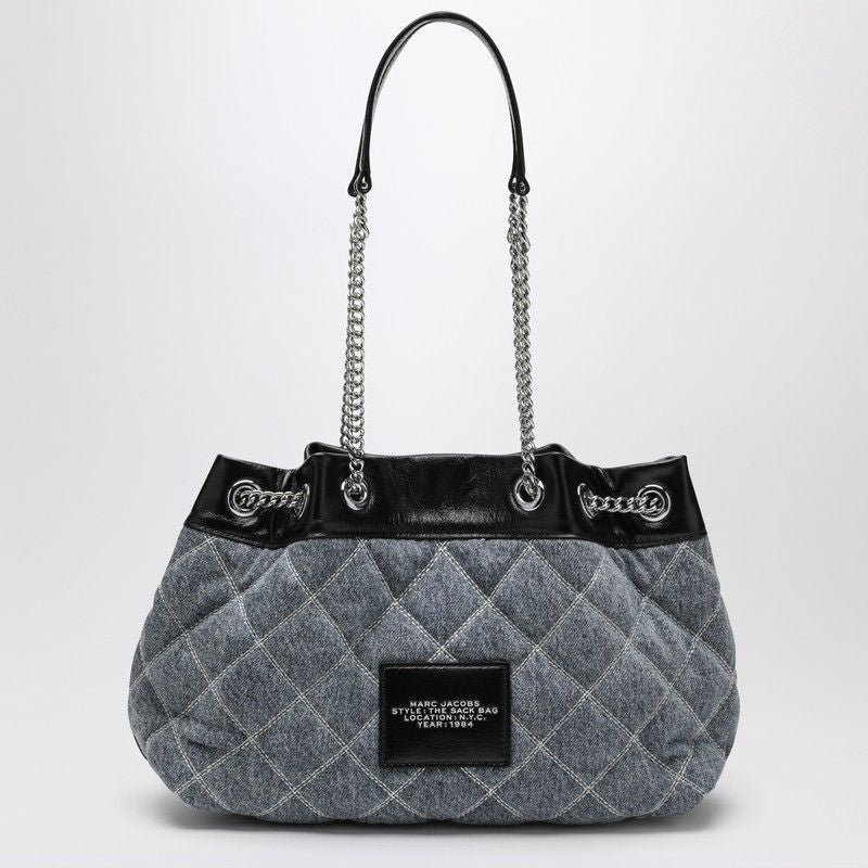 MARC JACOBS Quilted Denim Shoulder Handbag with Maxi Bow Detail