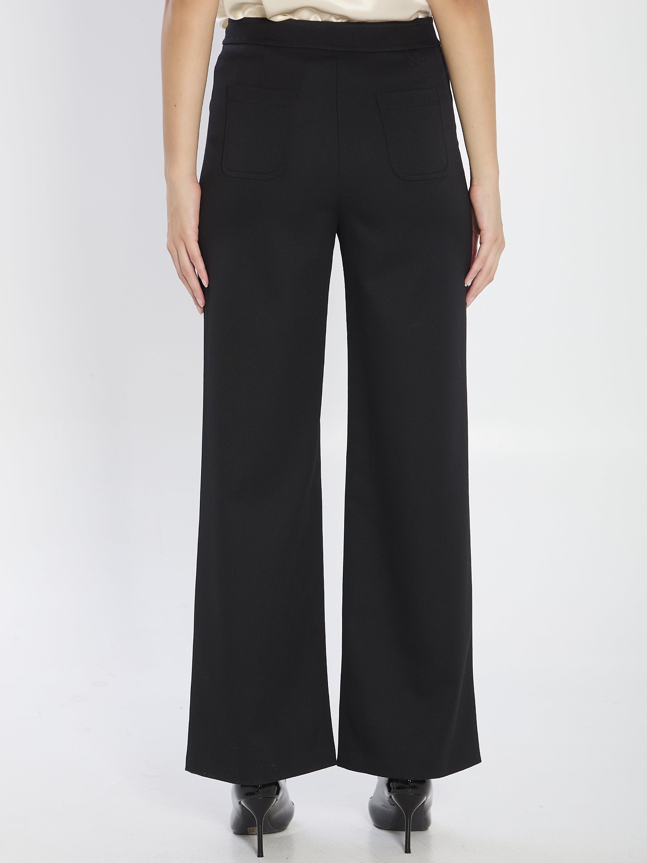 CELINE Wool Trousers with Diagonal Weave - Size 36 FR