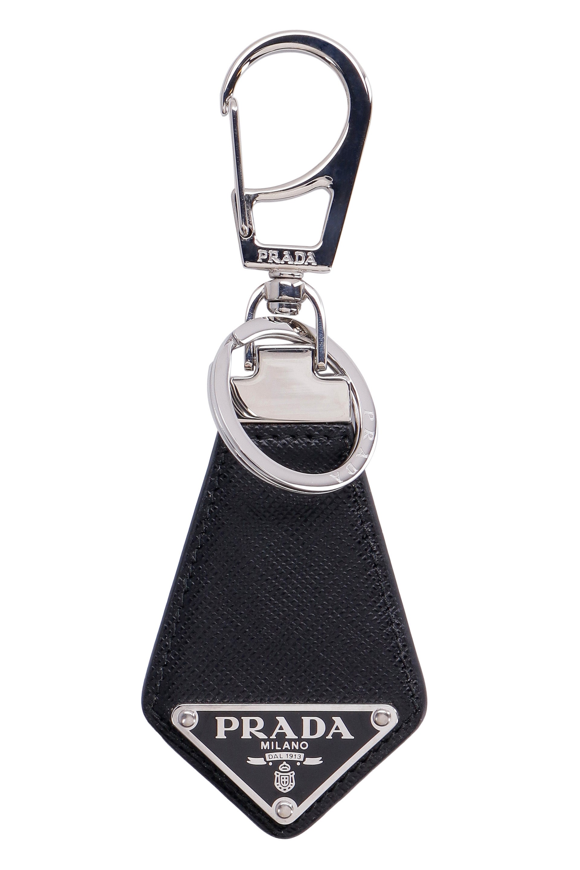 PRADA Saffiano Mini Key Holder with Logo