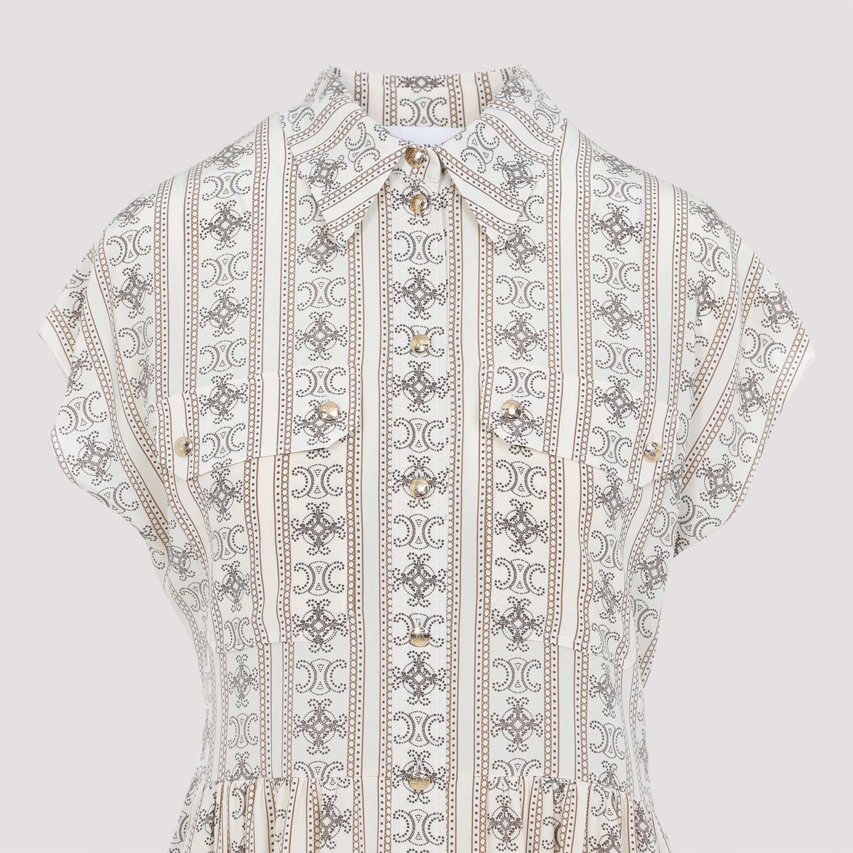 CELINE Silk Cape Sleeve Dress