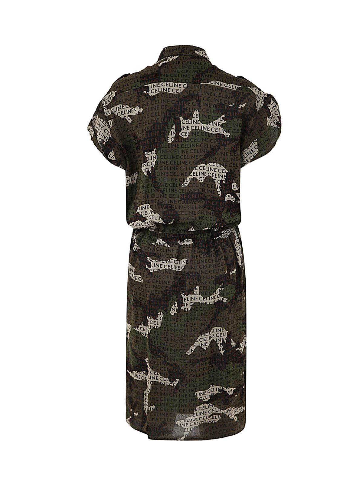 CELINE Silk Camouflage Logo Shirt-Dress