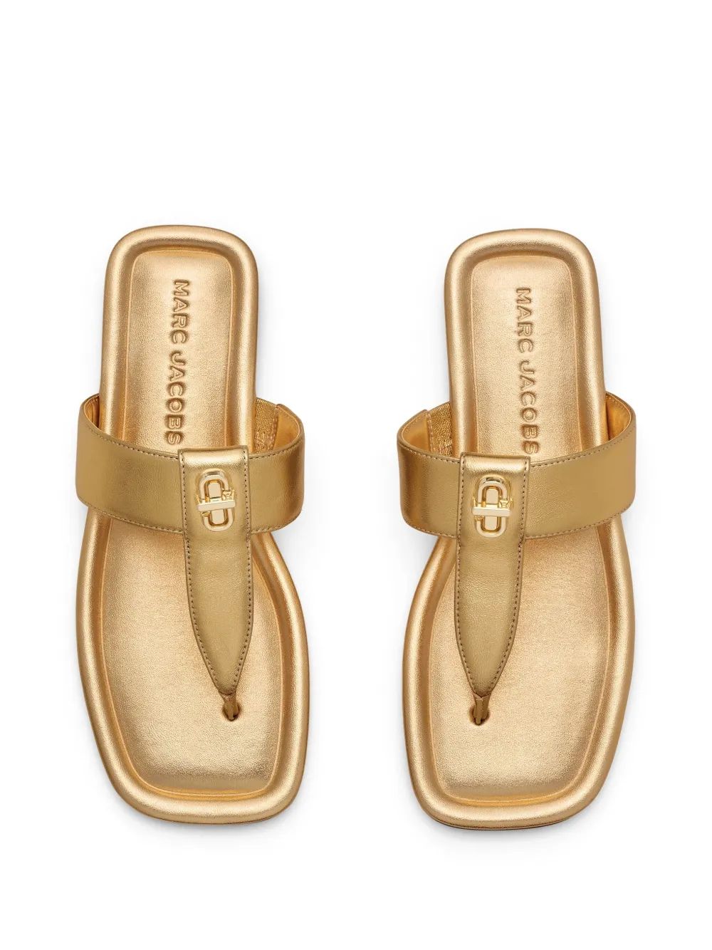 MARC JACOBS The Dual Gold Sandal with Iconic Logo