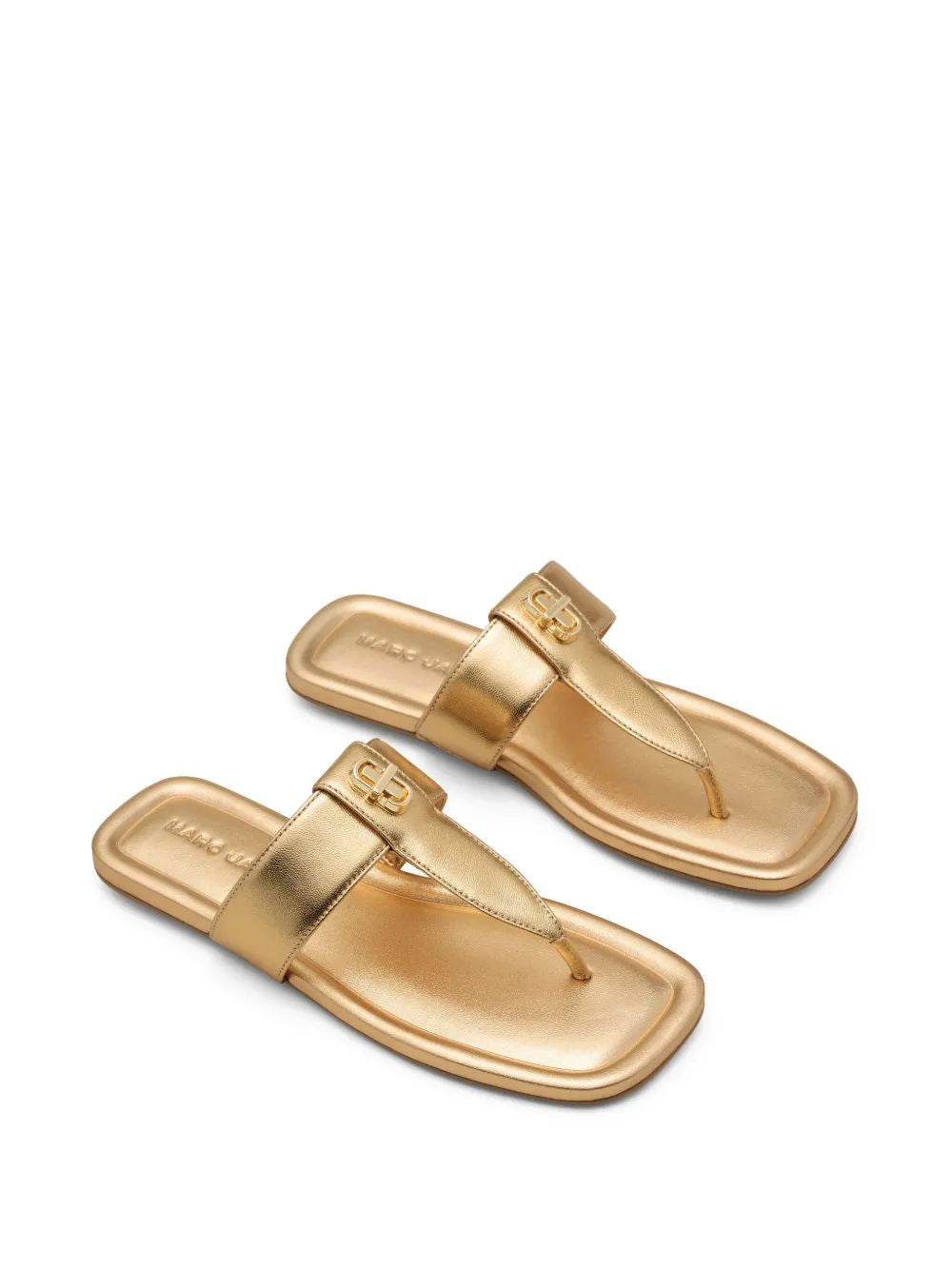 MARC JACOBS The Dual Gold Sandal with Iconic Logo