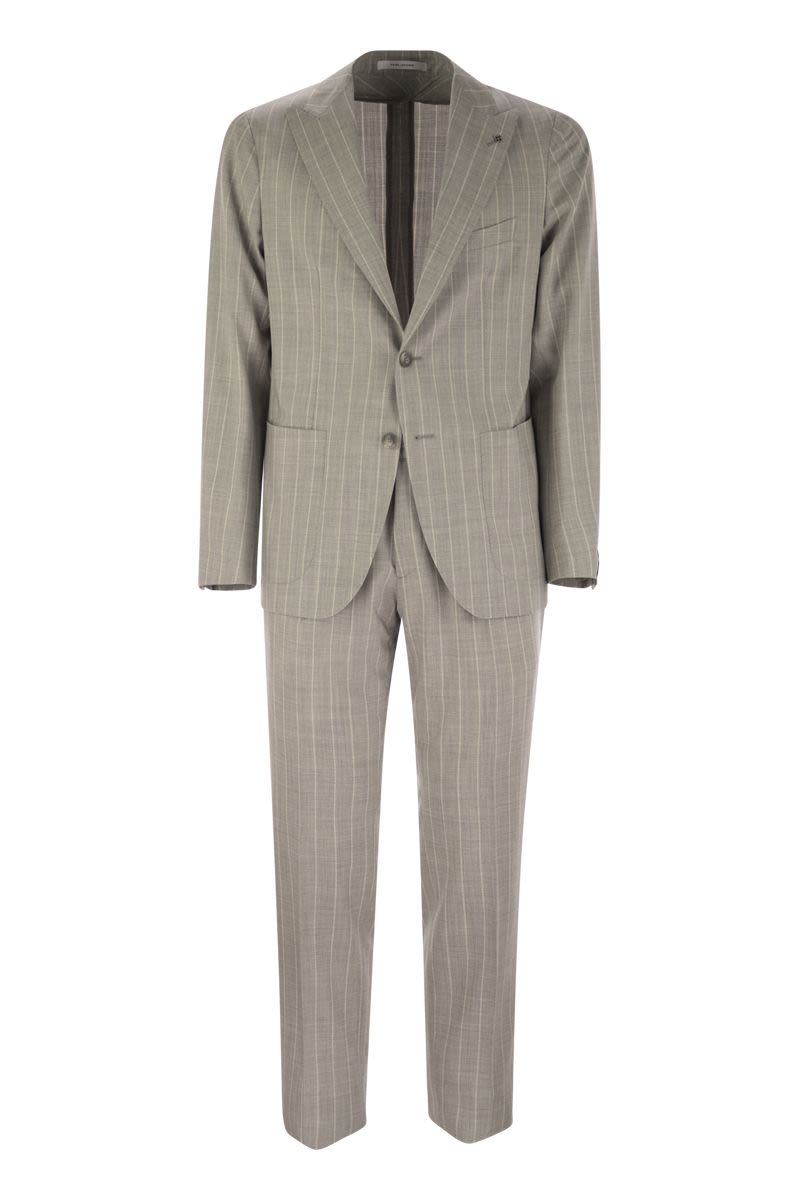 TAGLIATORE Pinstripe Suit in Wool and Silk - Slim Fit for Men