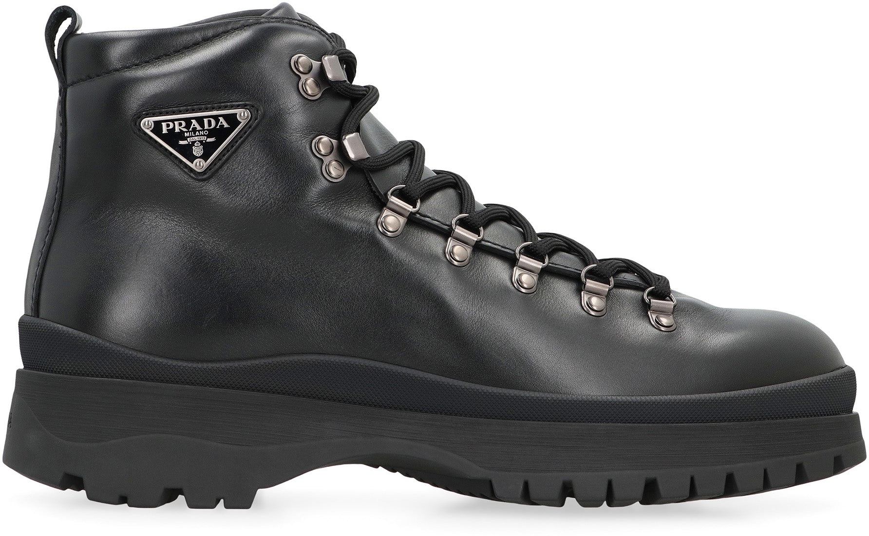 PRADA Modern Sporty Leather Ankle Boots