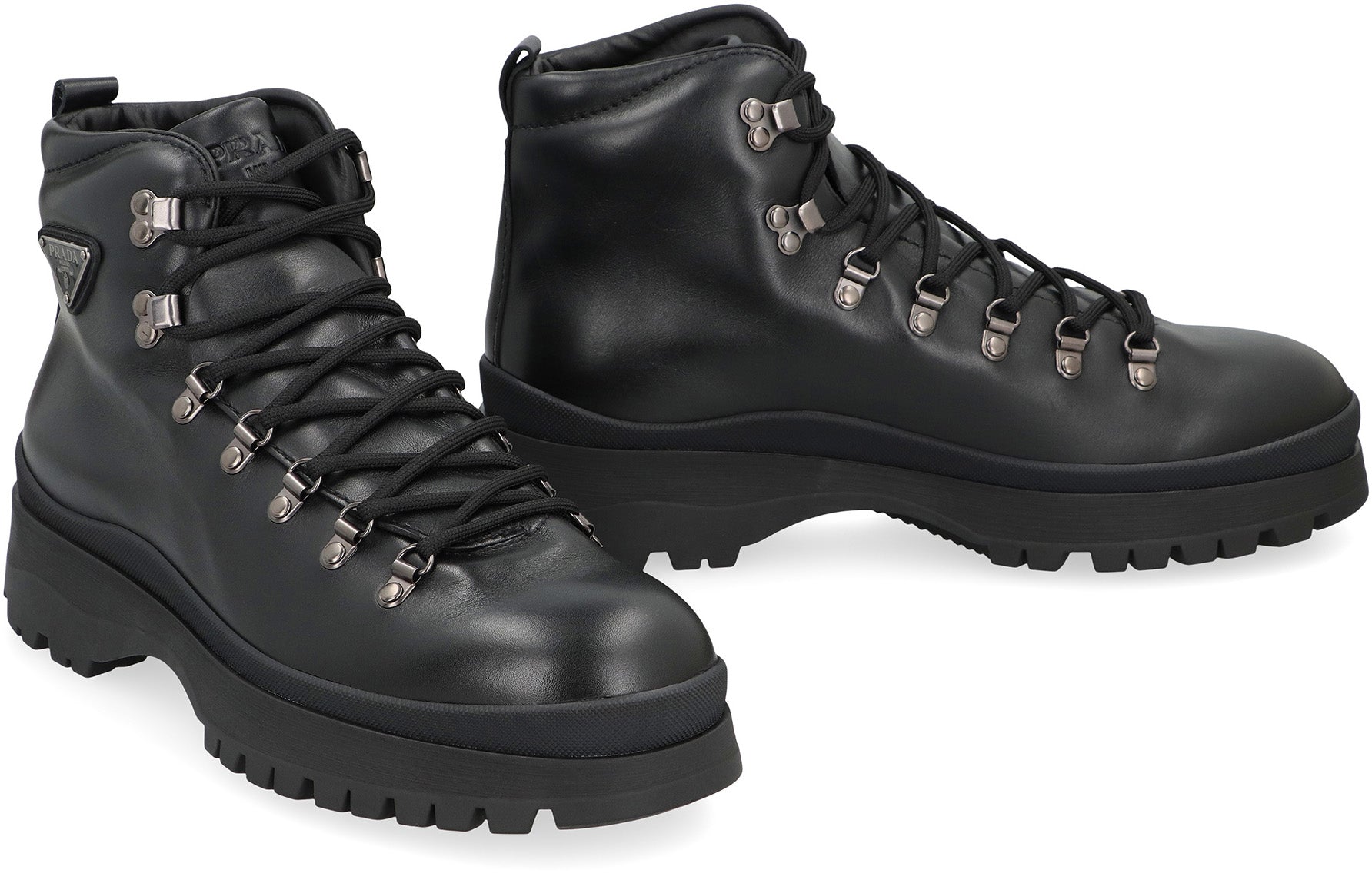 PRADA Modern Sporty Leather Ankle Boots