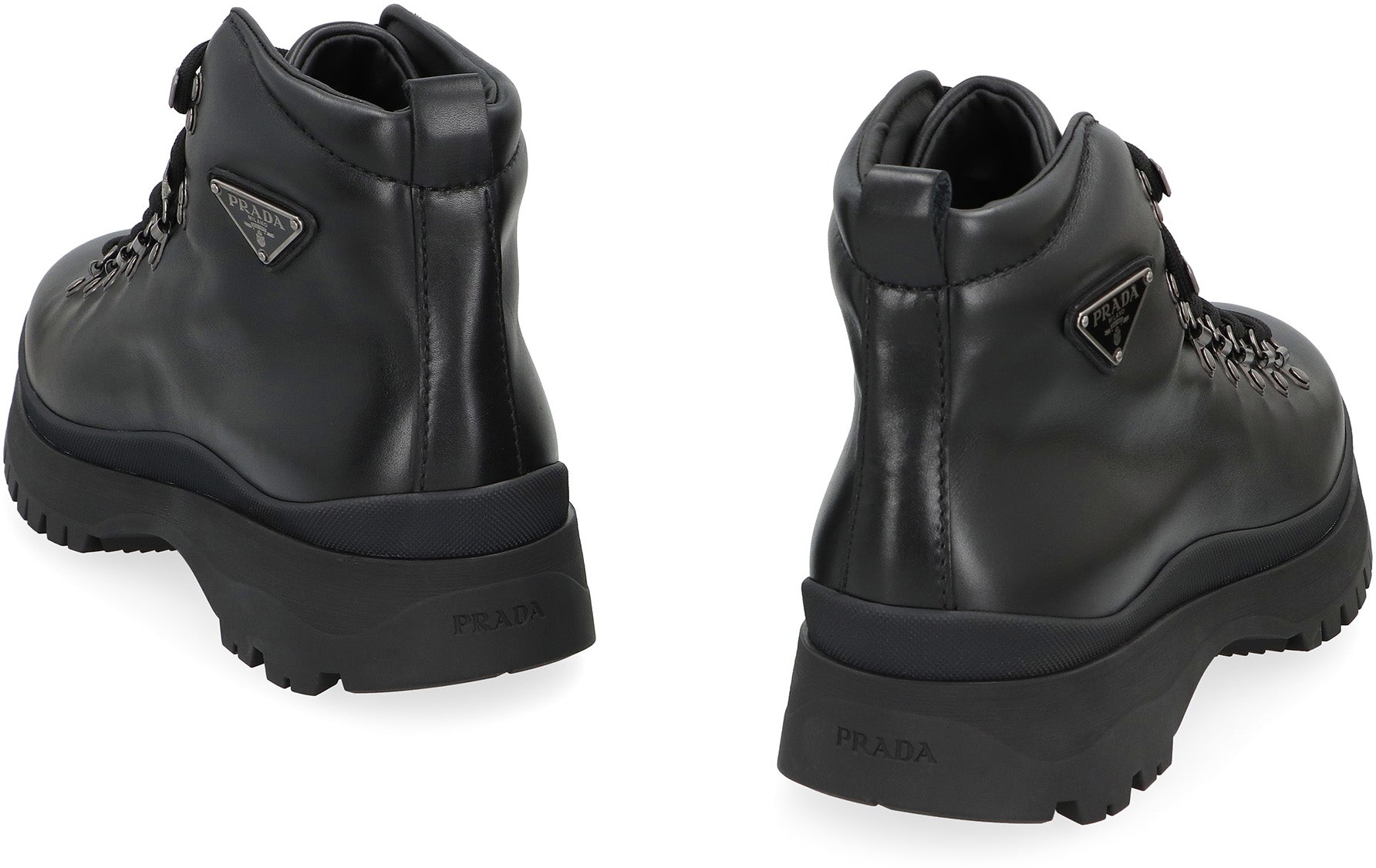 PRADA Modern Sporty Leather Ankle Boots
