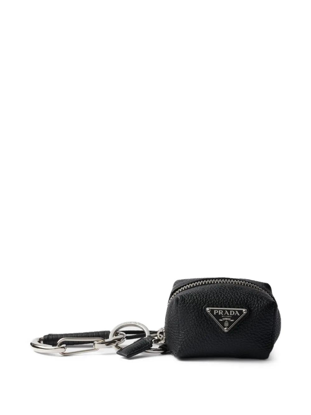 PRADA Leather Handbag Charm with Enamelled Logo