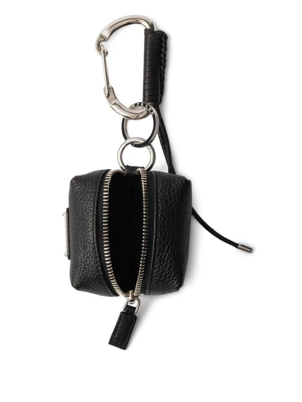 PRADA Leather Handbag Charm with Enamelled Logo