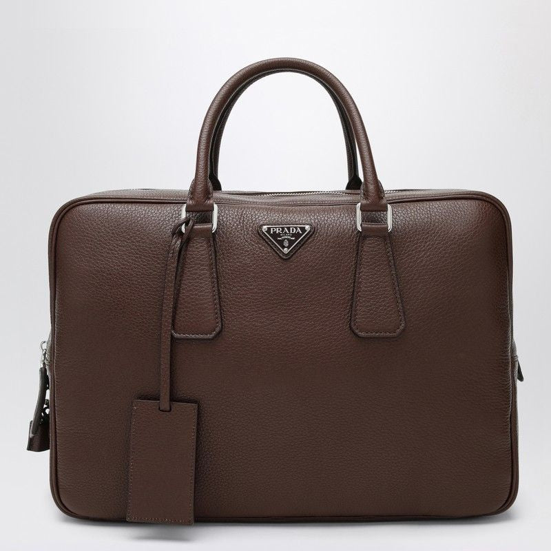 PRADA Leather Work Handbag with Top Handles