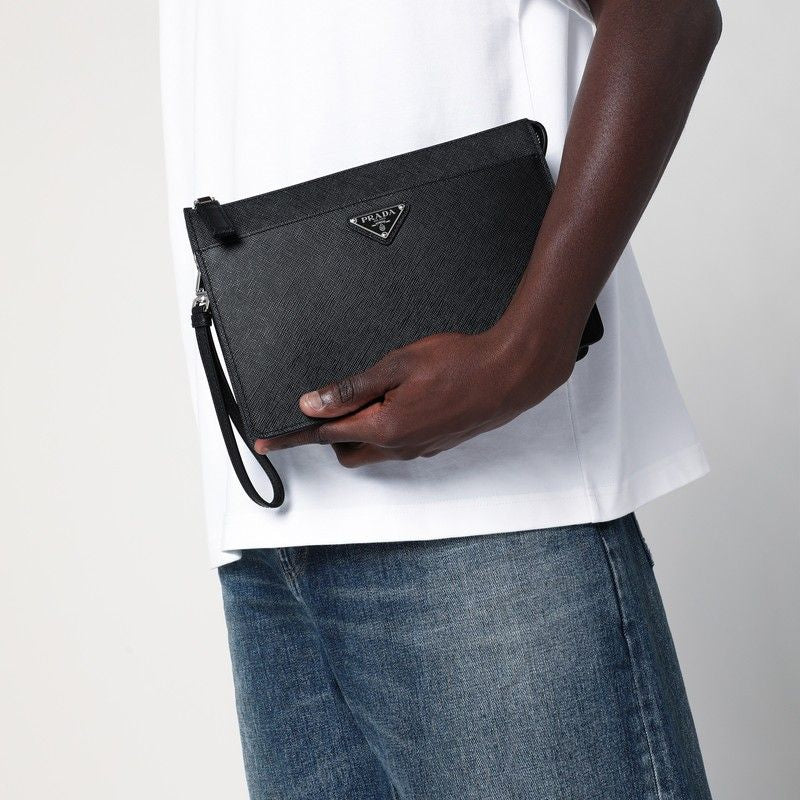PRADA Saffiano Leather Mini Pouch Handbag