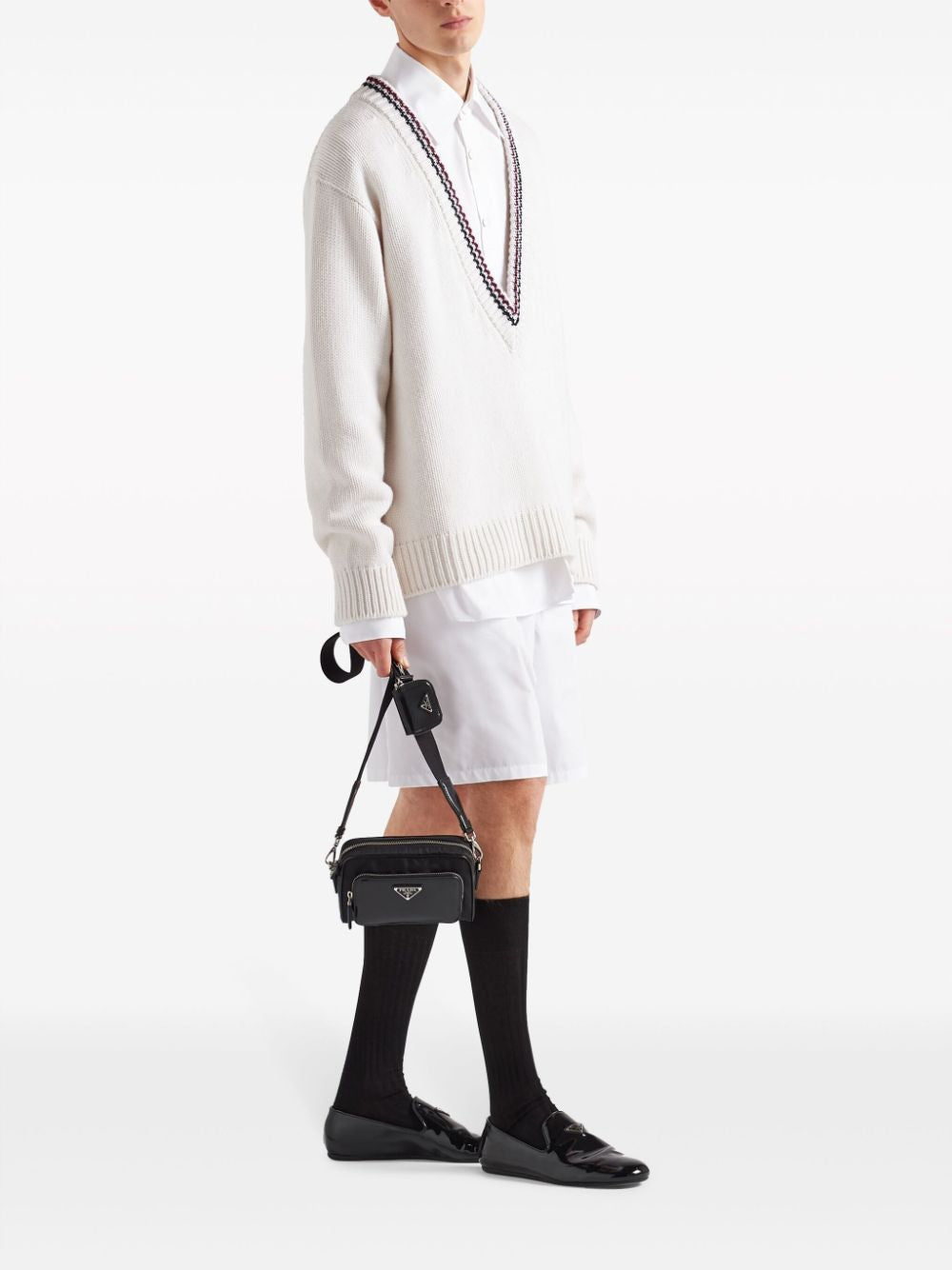 PRADA Men's Re-Nylon and Leather Crossbody Handbag