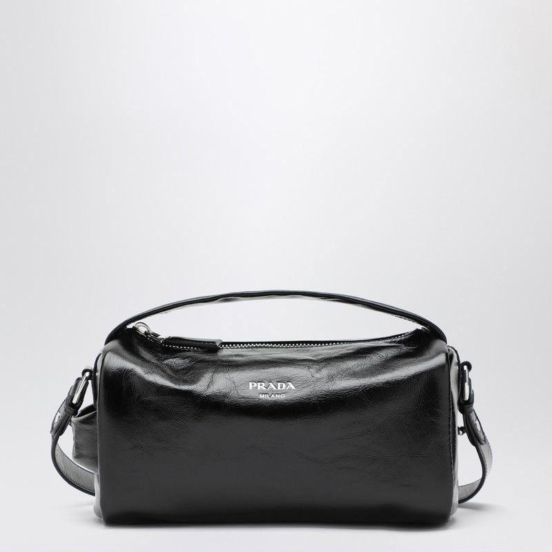 PRADA High-Shine Leather Shoulder Handbag