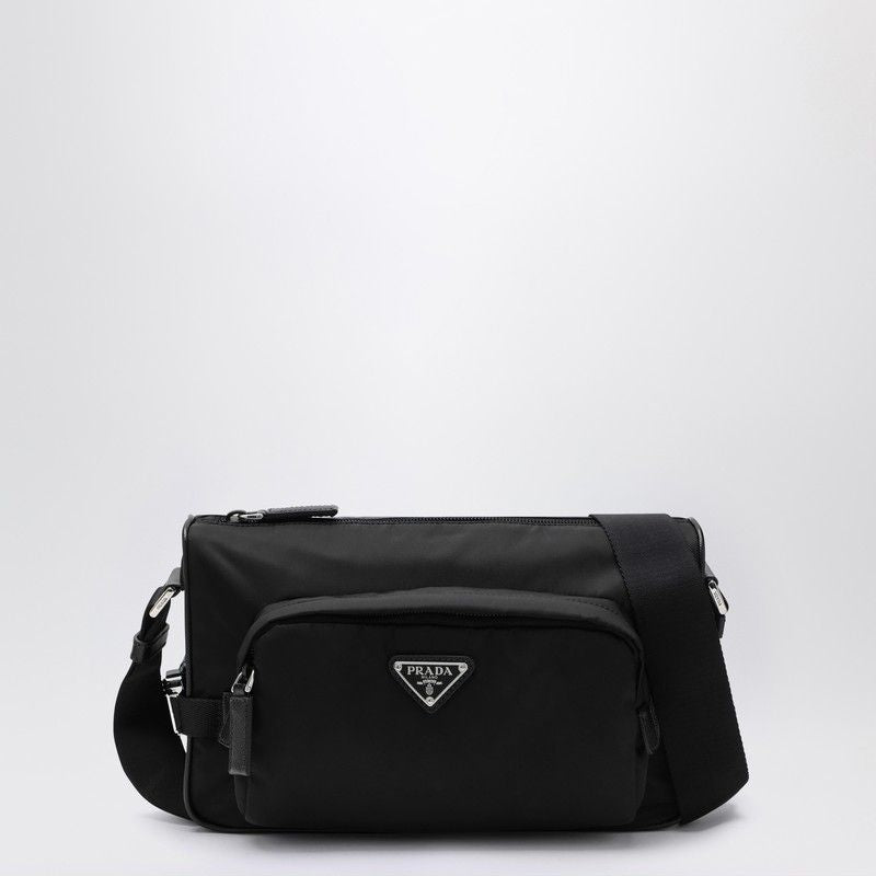 PRADA Medium Crossbody Handbag in Recycled Fabric and Leather Details