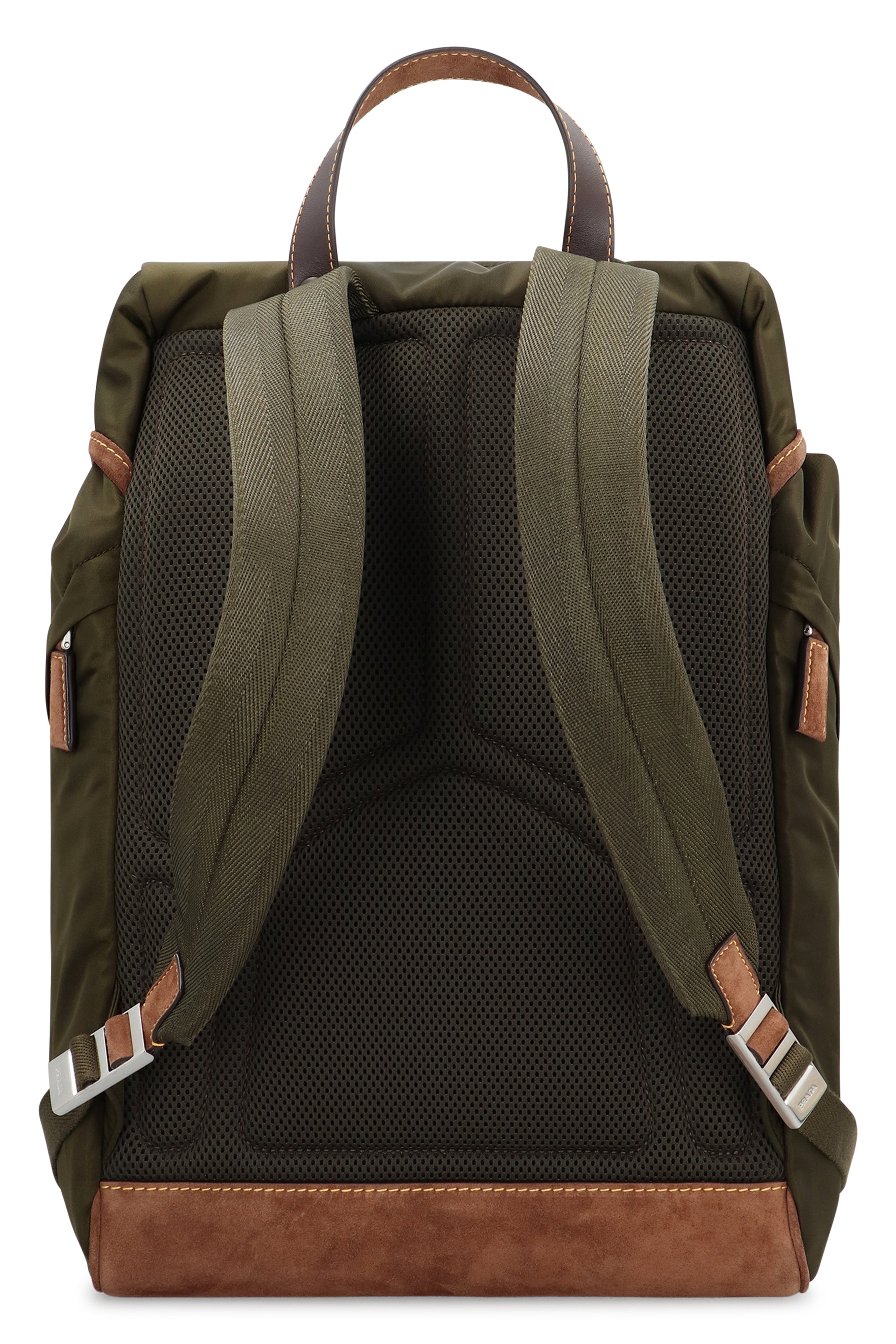 PRADA Recycled Material Leather Detail Nylon Backpack 27x45x17 CM