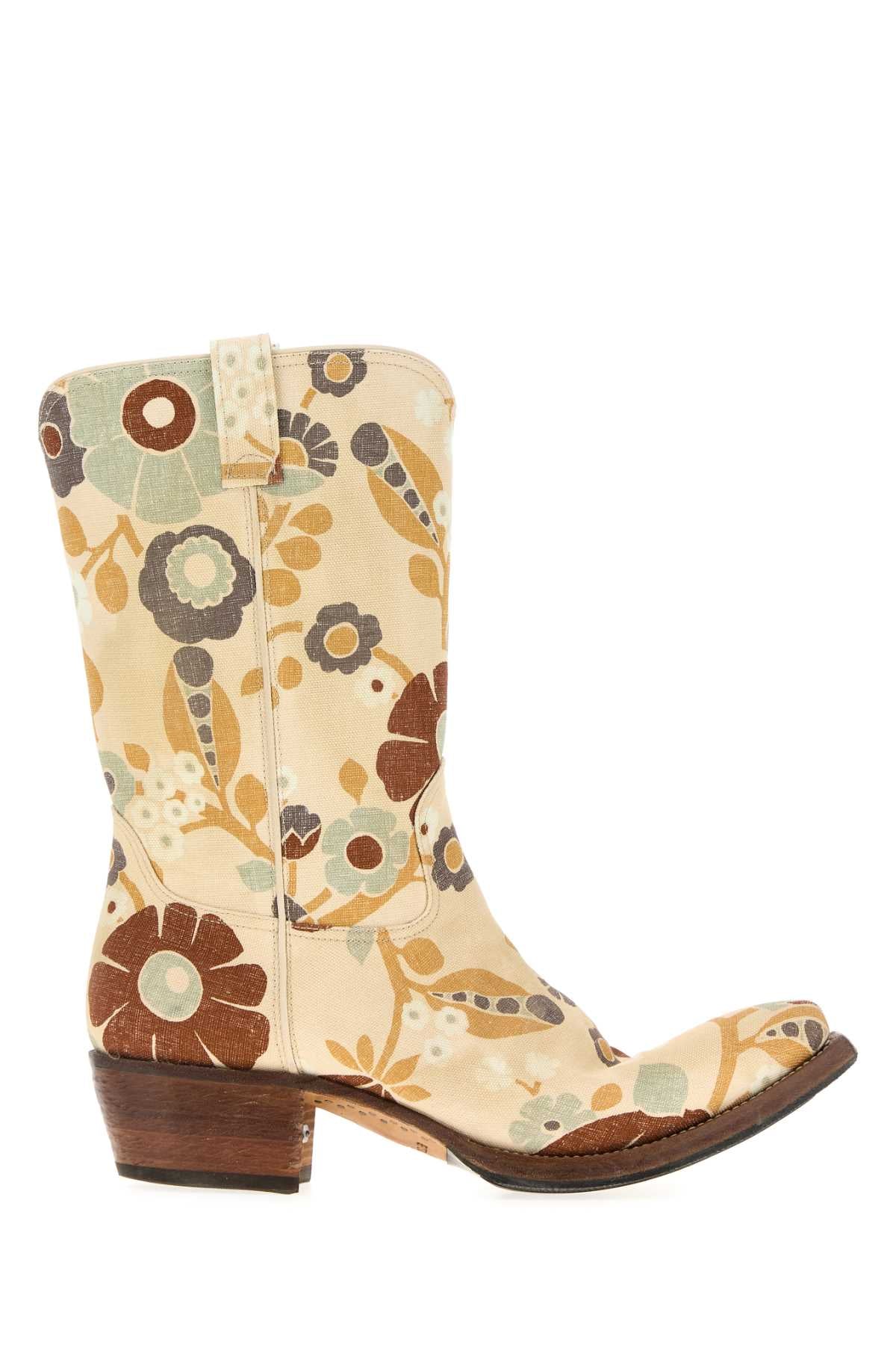 PRADA Floral Printed Canvas Boots for Men