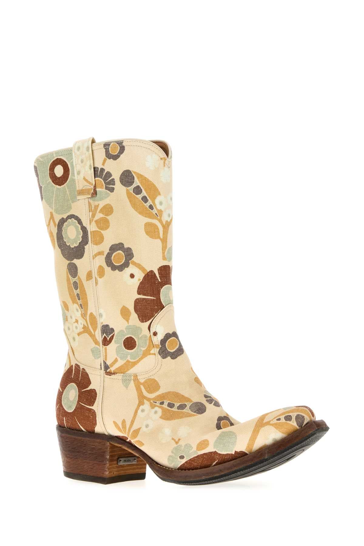 PRADA Floral Printed Canvas Boots for Men