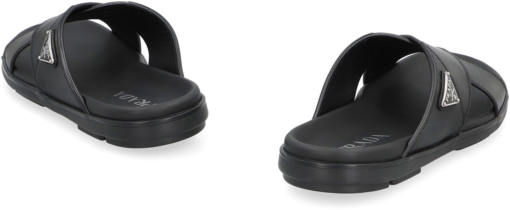 PRADA Leather Slide Sandals with Logo - Comfortable and Stylish